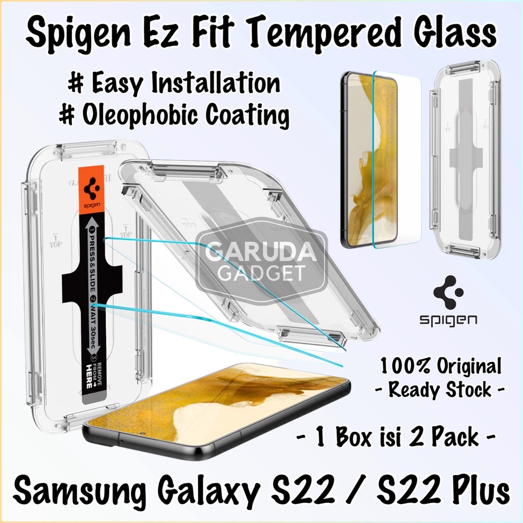 Tempered Glass Samsung Galaxy S22 / S22 Plus Spigen Ez Fit Glas tR Screen Guard Protector Anti Gores