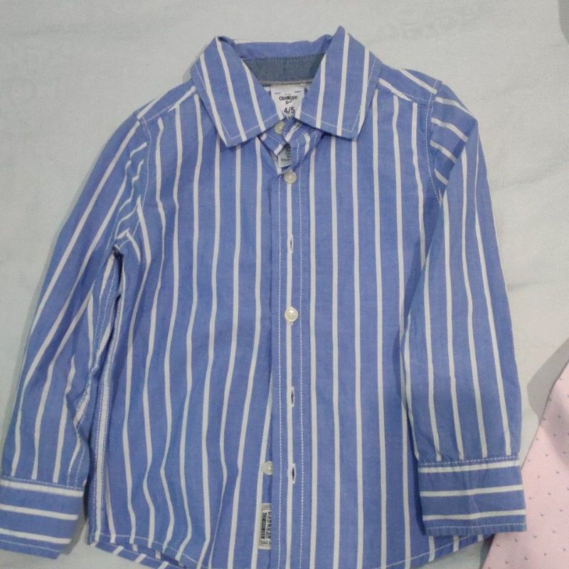 kemeja oshkosh anak laki laki biru salur