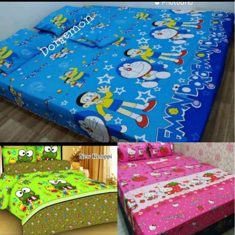 Sprei karakter Doraemon, hello Kitty,