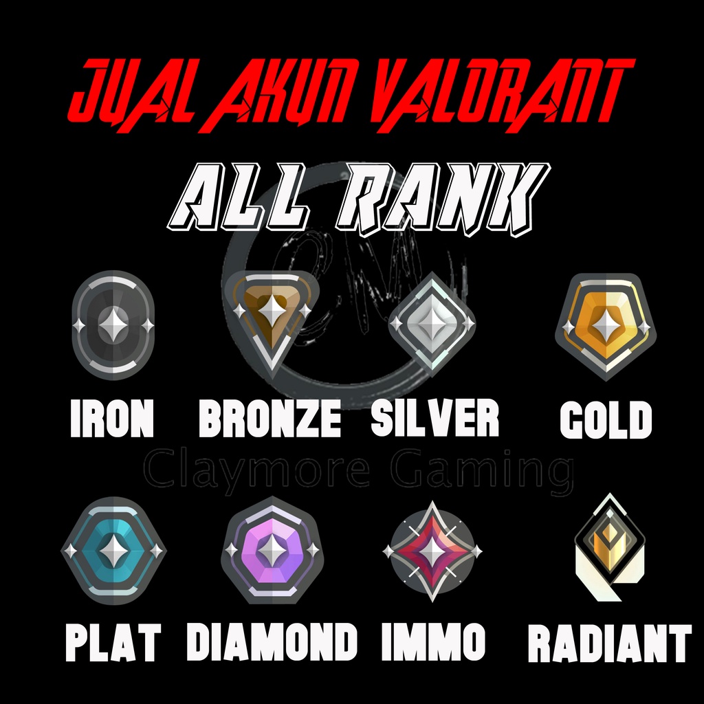 Jual Jual Akun Valorant Iron, Bronze, Silver, Gold, Platinum, Diamond