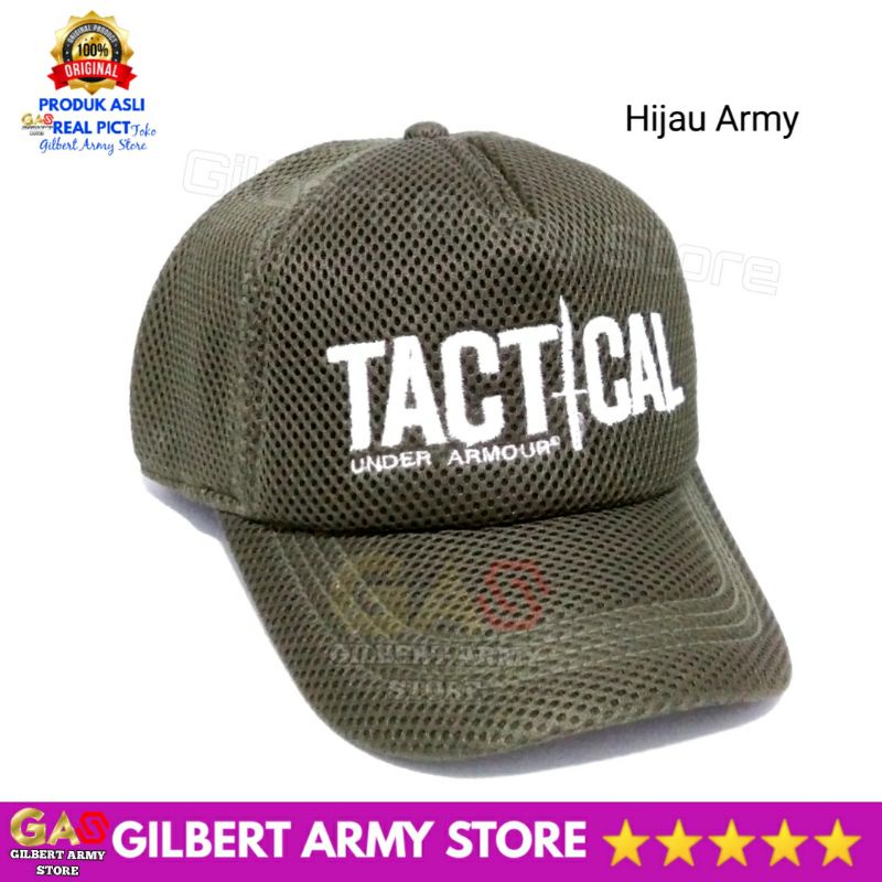 GILBERT ARMY STORE- Topi Pria Tactical - Topi Militer Tni Indonesia-Topi Jaring Hijau Tactical murah