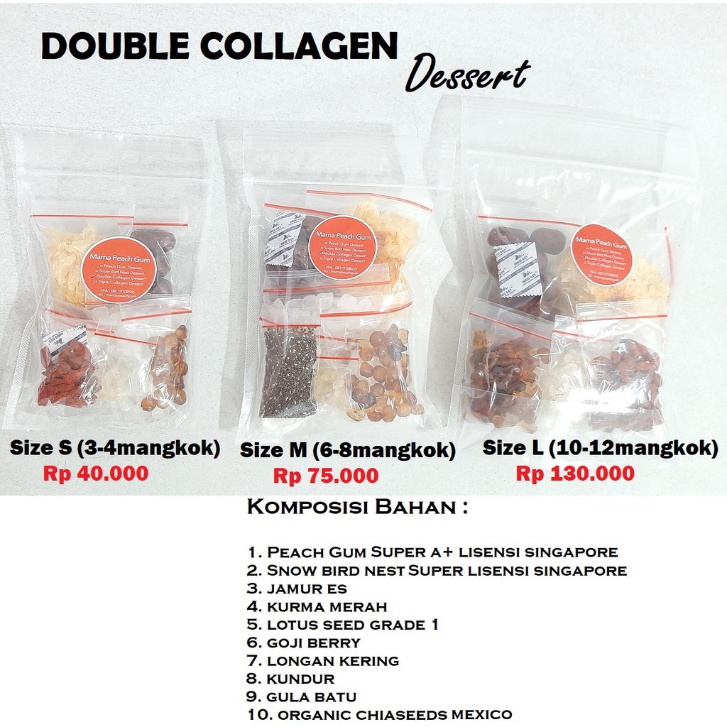 Double Collagen Dessert Size S ( Peach Gum , SNow bird nest )