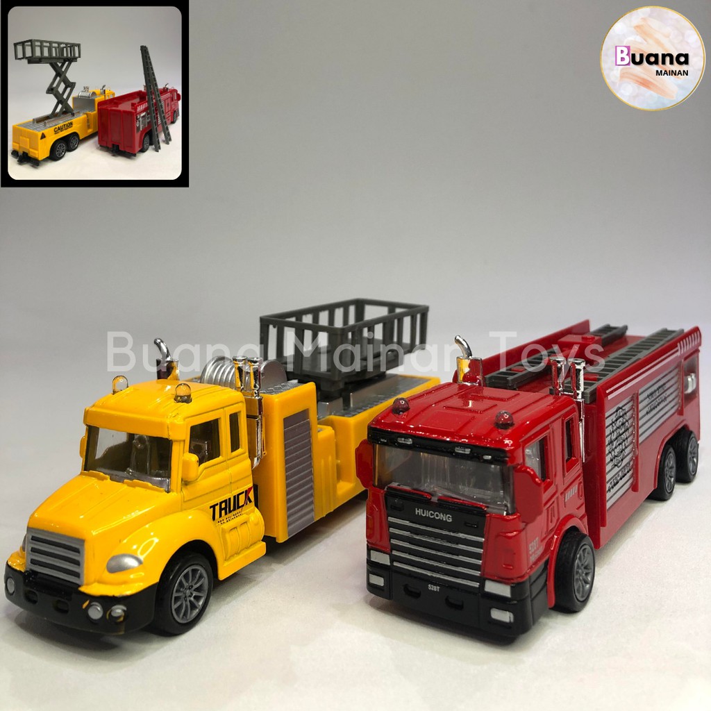 DIECAST TRUCK POWER SPEED PULL BACK - METAL MAINAN MOBIL MOBILAN ANAK TRUK PEMADAM