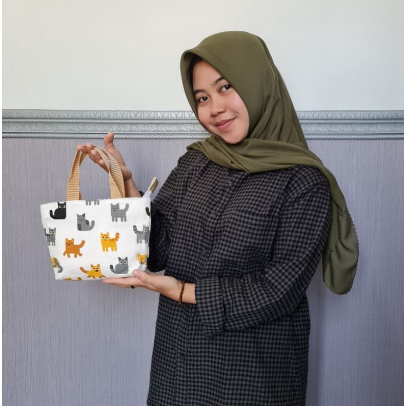 Tas Kosmetik Pouch kanvas twill tempat kosmetik motif beragam TWILL