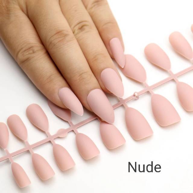 Kuku Palsu Fake Nails Stiletto Matte 24pcs Bagian 1
