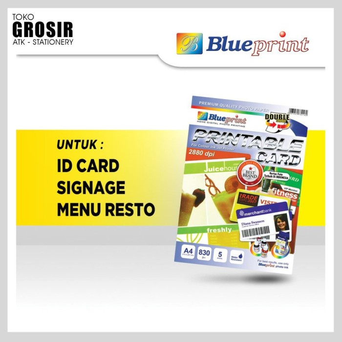 

READY ID card Printable Card White, / ID Card White BLUEPRINT A4 - Ukuran A4 BERMUTU