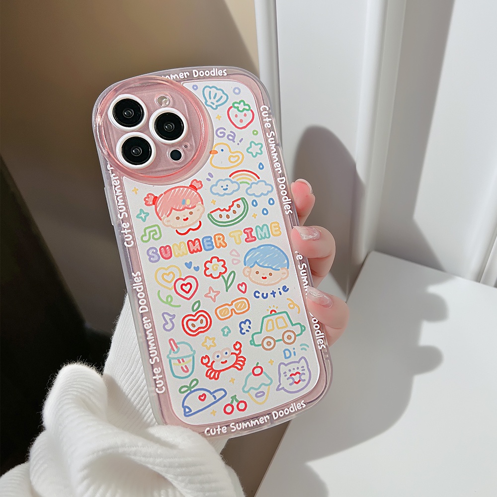 Soft Case TPU Motif Print Kartun Untuk iPhone 11 12 13 Pro Max Mini 7 8 Plus SE 2020 SE 2022 X XR XS Max