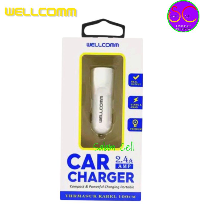 Charger Mobil Cas Motor merk  WELLCOMM 2,4A