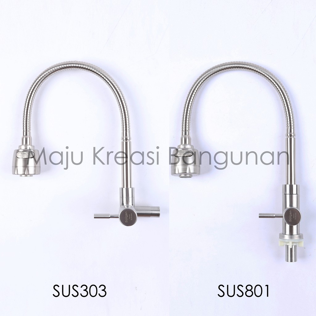 Kran Angsa Fleksibel SOLIGEN Stainless Keran Cuci Piring Tanam Tembok Sink Flexible SUS303 SUS801 SS