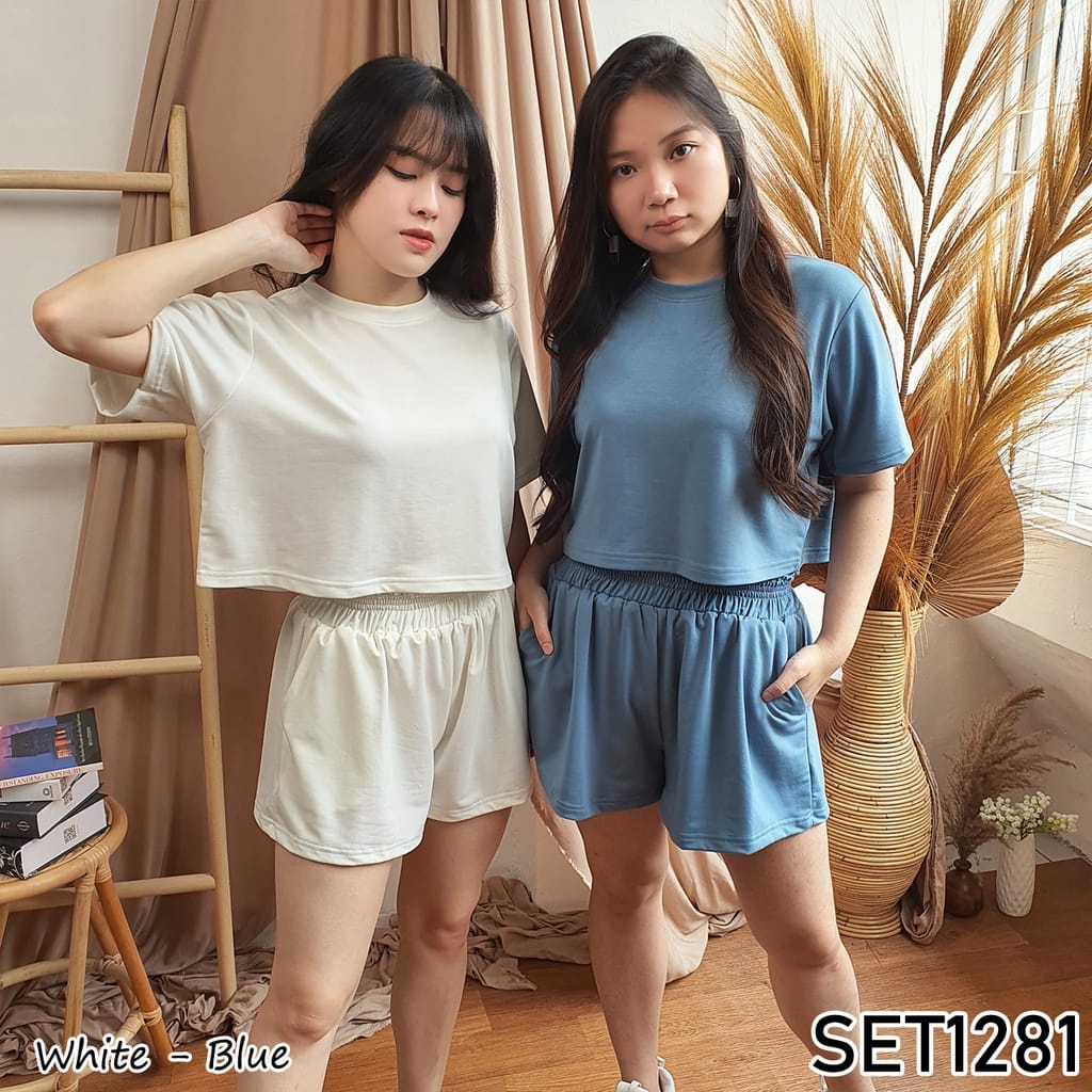 GSC - One Set Crop Top/ Setelan wanita Babyterry polos