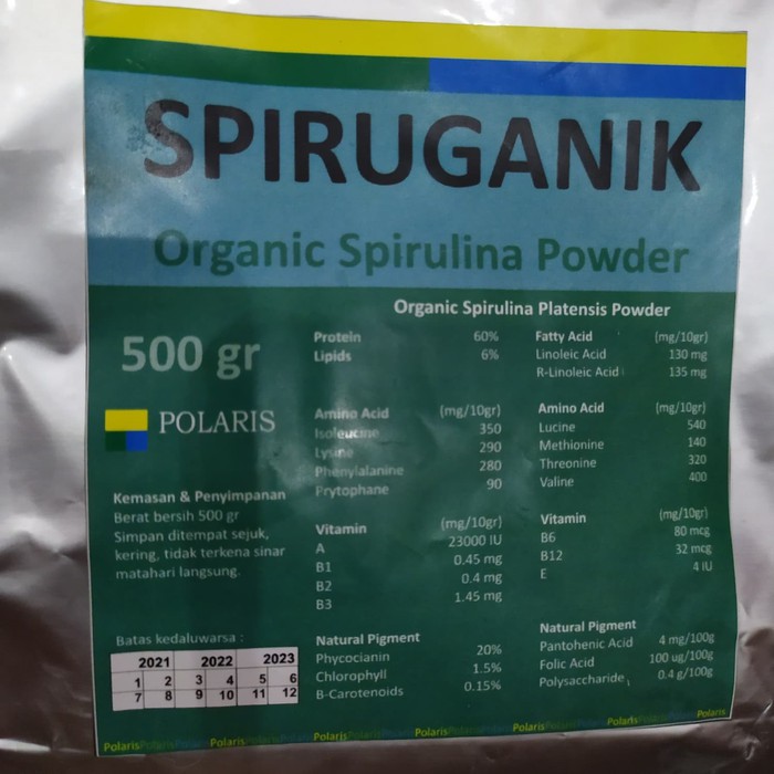 SPIRUGANIK ORGANIC / SPIRULINA BUBUK / SPIRULINA POWDER 125 GR BY POLARIS FOOD