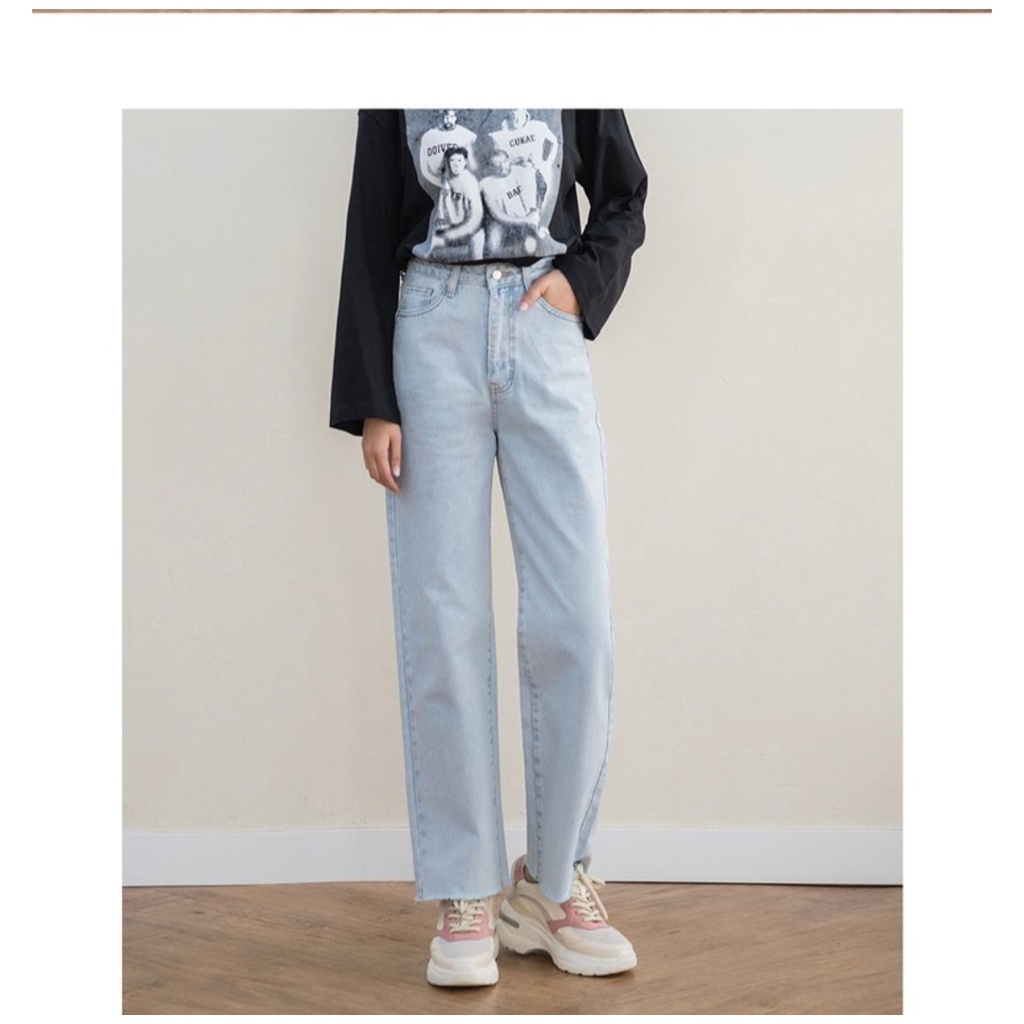 YAOSHI- CELANA PANJANG Pinggang Tinggi LOOSE JEANS WANITA - BOYFRIEND HIGHWAIST LOOSE JEANS GAYA KOREA