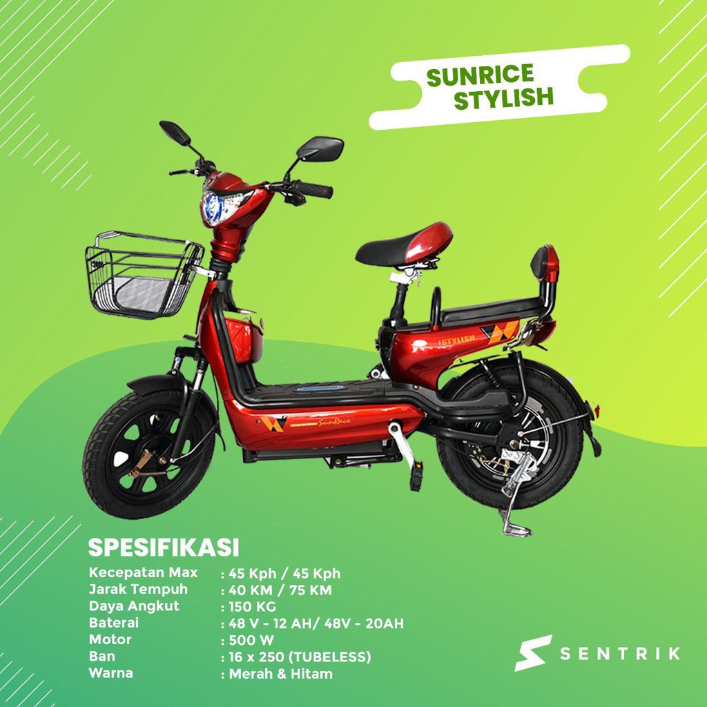Promo Toko SENTRIK SEPEDA DAN MOTOR LISTRIK SUNRACE STYLISH