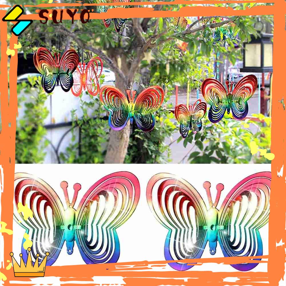 Suyo 2PCS Lonceng Angin Butterfly Hollow Out Untuk Dekorasi Indoor / Outdoor / Taman