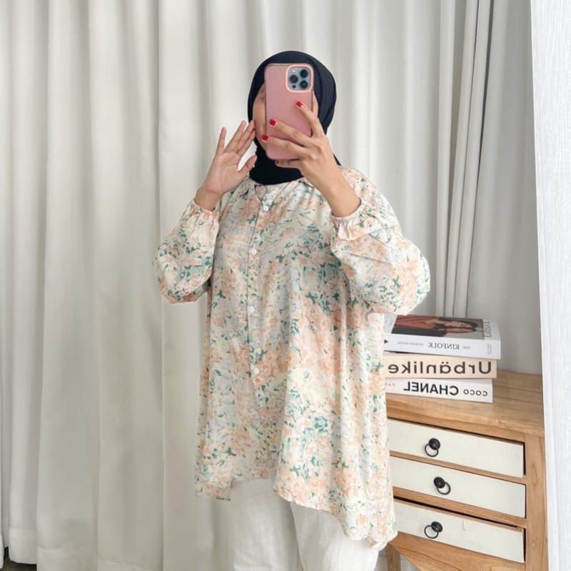 kemeja oversize motif | kemeja rayon viscose | new motif