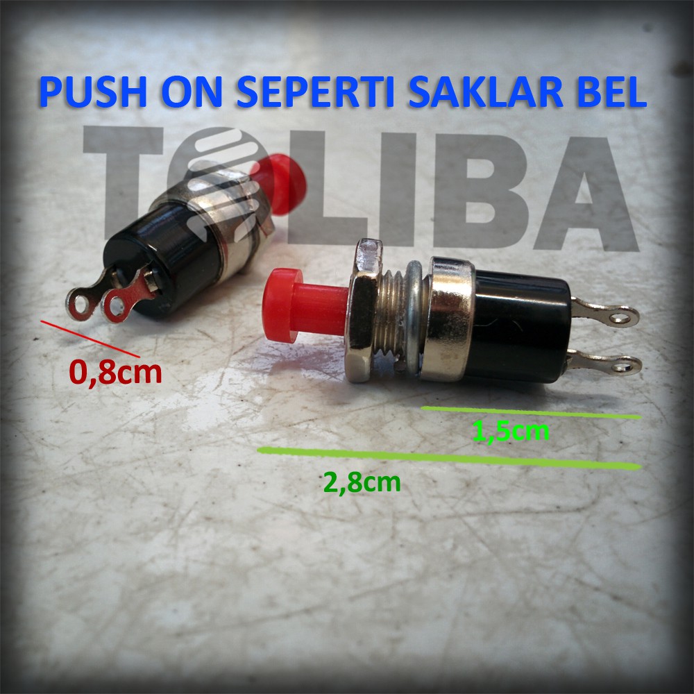 push on kecil / saklar switch push kaki pin 2