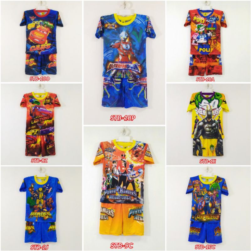 Setelan Karakter Anak Cowok / Baju Karakter Anak Cowok - Avengers, Spiderman, Ultraman, Batman, McQu