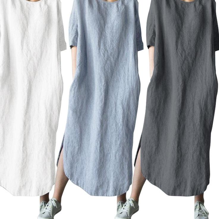 Harga Murah - ZANZEA Women Casual Loose Cotton Beach Plus Size Maxi Dress