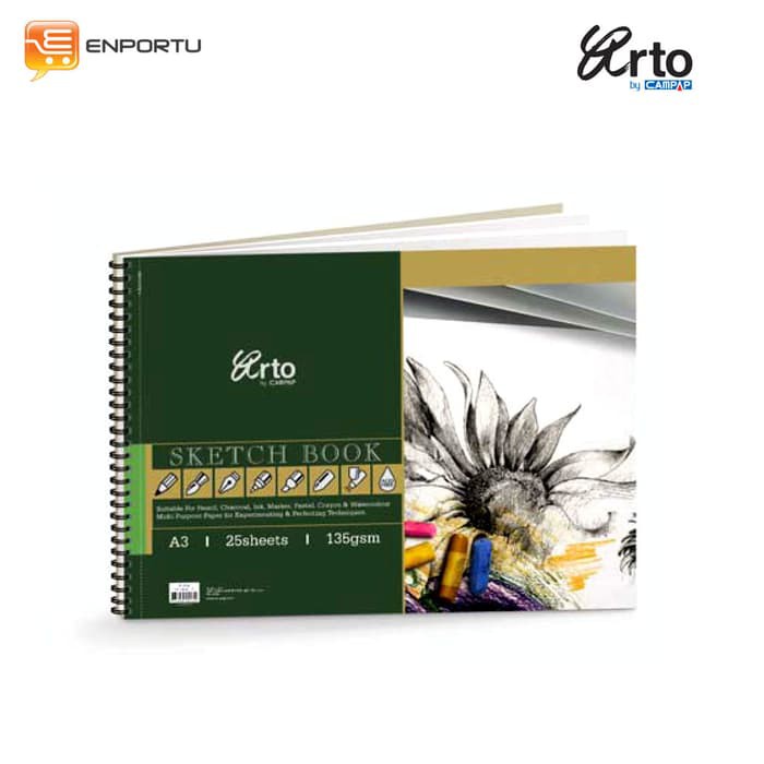 

Lyra Sketch Book - Kiky Sketch Book - Papan Tulis Gambar Arto Wire- O Sketch Book 135Gsm A4 Produk