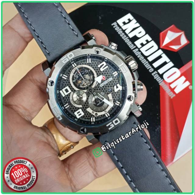 Jam Tangan Expedition E6769 Case Black Tali Kulit Original