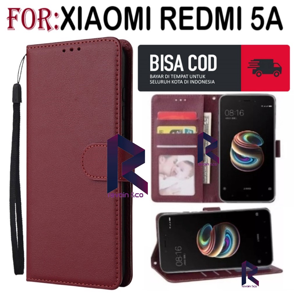 CASE XIAOMI REDMI 5A FLIP WALLET LEATHER KULIT PREMIUM SARUNG BUKA TUTUP KESING HP FLIP CASE REDMI 5A