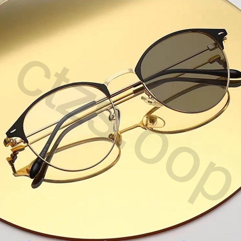 【CT】Kualitas Tinggi 2 In 1 Anti-Radiasi Photochromic Lens Kacamata Wanita Pria Titanium Bingkai Komputer Anti-Silau Kacamata Photochromic