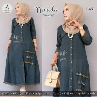  GAMIS  LONGDRESS JEANS WASH MIX KATUN TERBARU  MODIS LD 100 