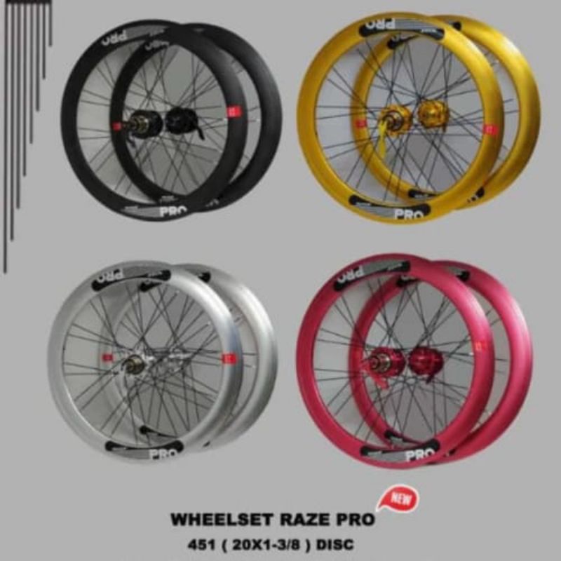 Wheelset Raze Pro 20 plus 451 20X1 3/8  20 X 1 3 per 8 disc brake 20+