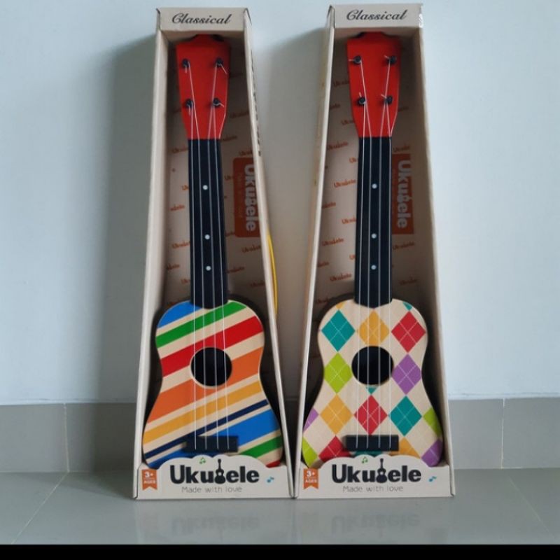 Jual Gitar Ukulele Senar 4 / Guitar Akustik Mini Mainan Anak Alat Musik Kentrung 4 Senar