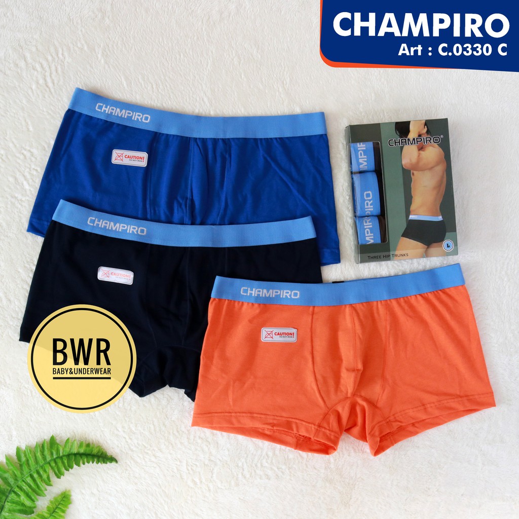 [ 3pc ] Boxer Champiro 0330 | Celana Dalam Pria Boxer Polos ( III ) Bwr