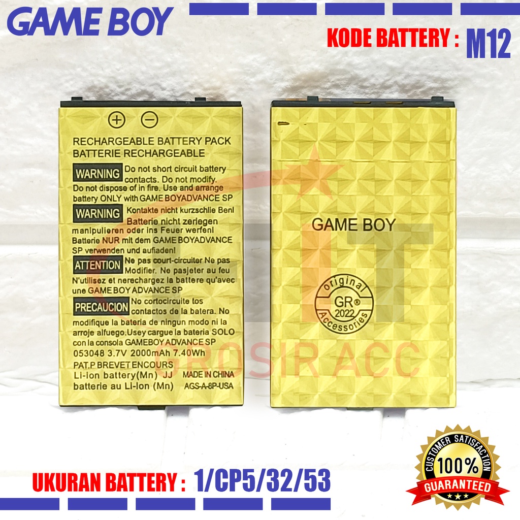 Baterai Battery Ori GameBoy M12 P2p Pvp Psd Advance Mainan Anak