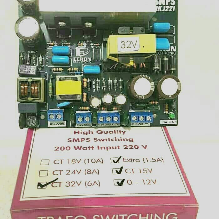 TRAFO SMPS SWITCHING 6A CT 32V EXTRA 1.5A CT15V &0-12V