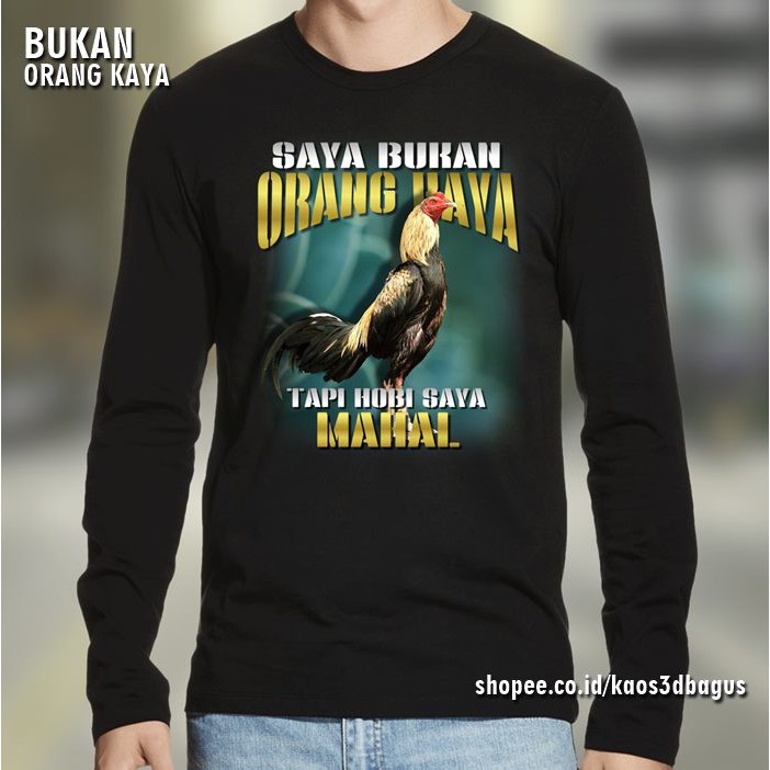 KAOS AYAM JAGO BANGKOK Lengan Panjang | Baju Kaos AYAM PETARUNG Ayam Laga Papaji Indonesia PREMIUM