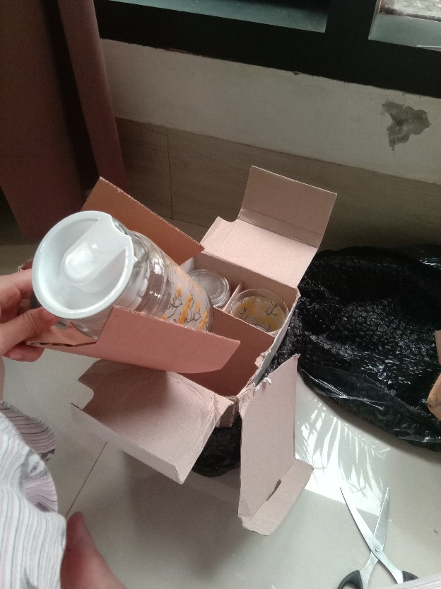 Kimglass Elmo Teko Kaca Polos 800ml + 2 Gelas - Pitcher Minuman Mini