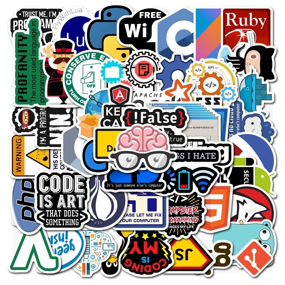 ELEGANT Multi Use Programmer Internet Stickers DIY Toy Sticker Programming Language Java Stickers For Laptop Skateboard Notebook Graffiti Stickers Stickers Poster 50Pcs/Lot For Car Guitar Stationery Sticker Sticker Decals