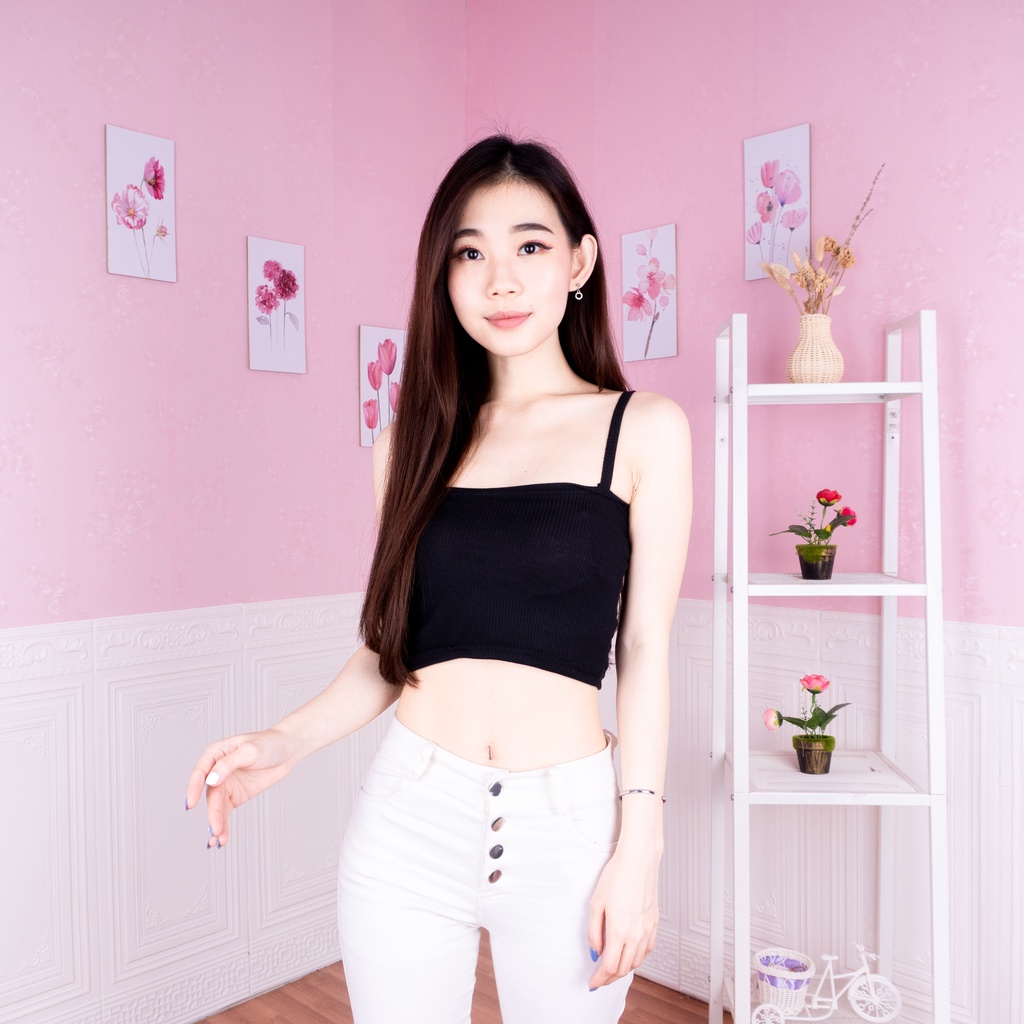Tanktop Edrea RIB - Crop Top Wanita Tali Spagetti Korean Style-7