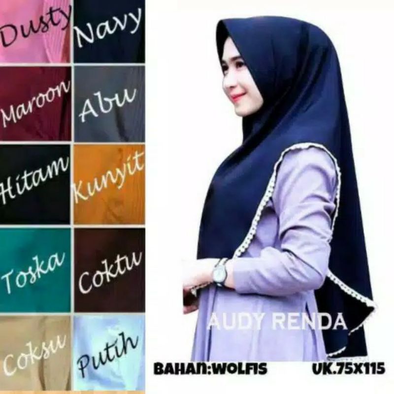OBRAL HIJAB KHIMAR JUMBO AUDY RENDA Warna Putih