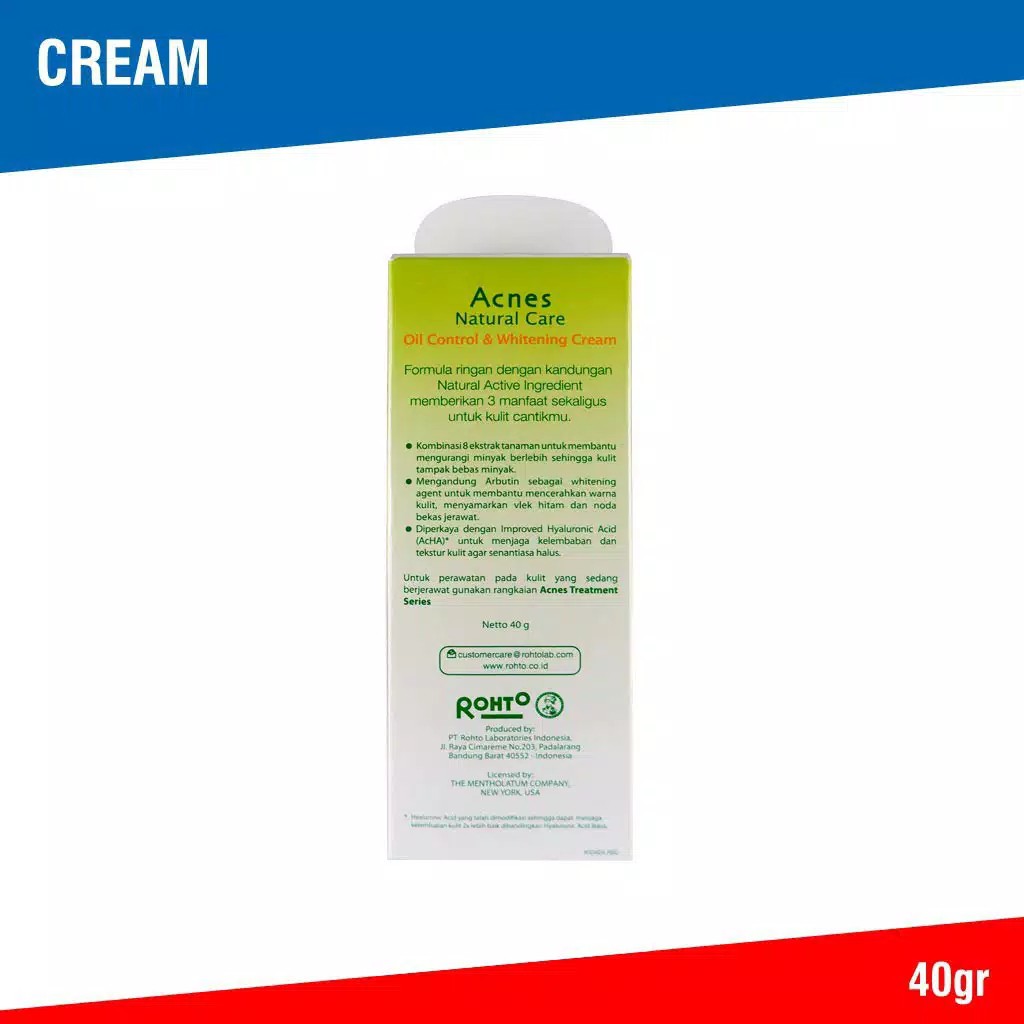 Acnes Natural Care Oil Control &amp; Whitening Cream 40 gr