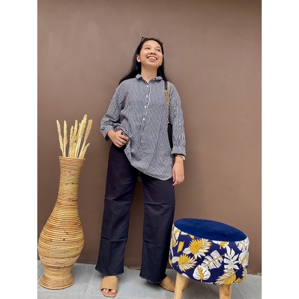KEMEJA TUNIK KOTAK KOTAK KOREA STYLE