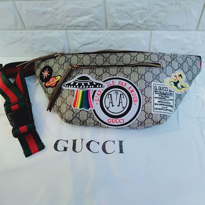 Barang Bagus Tas Waistbag GUCCI UFO Chest Belt Bag GG Premium CUCI GUDANG