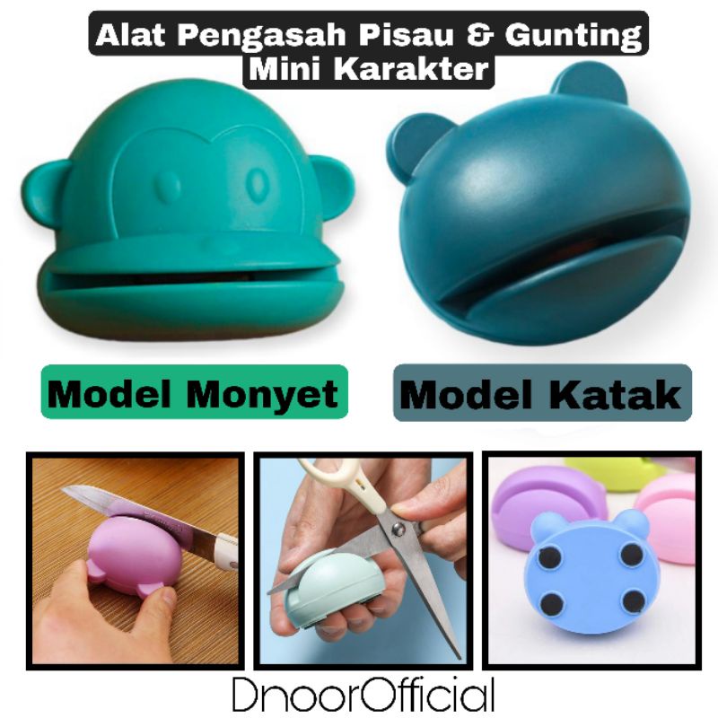 Alat Pengasah Pisau dan Gunting Mini Monyet dan Katak / Alat Asahan Mempertajam Pisau Dapur Karakter