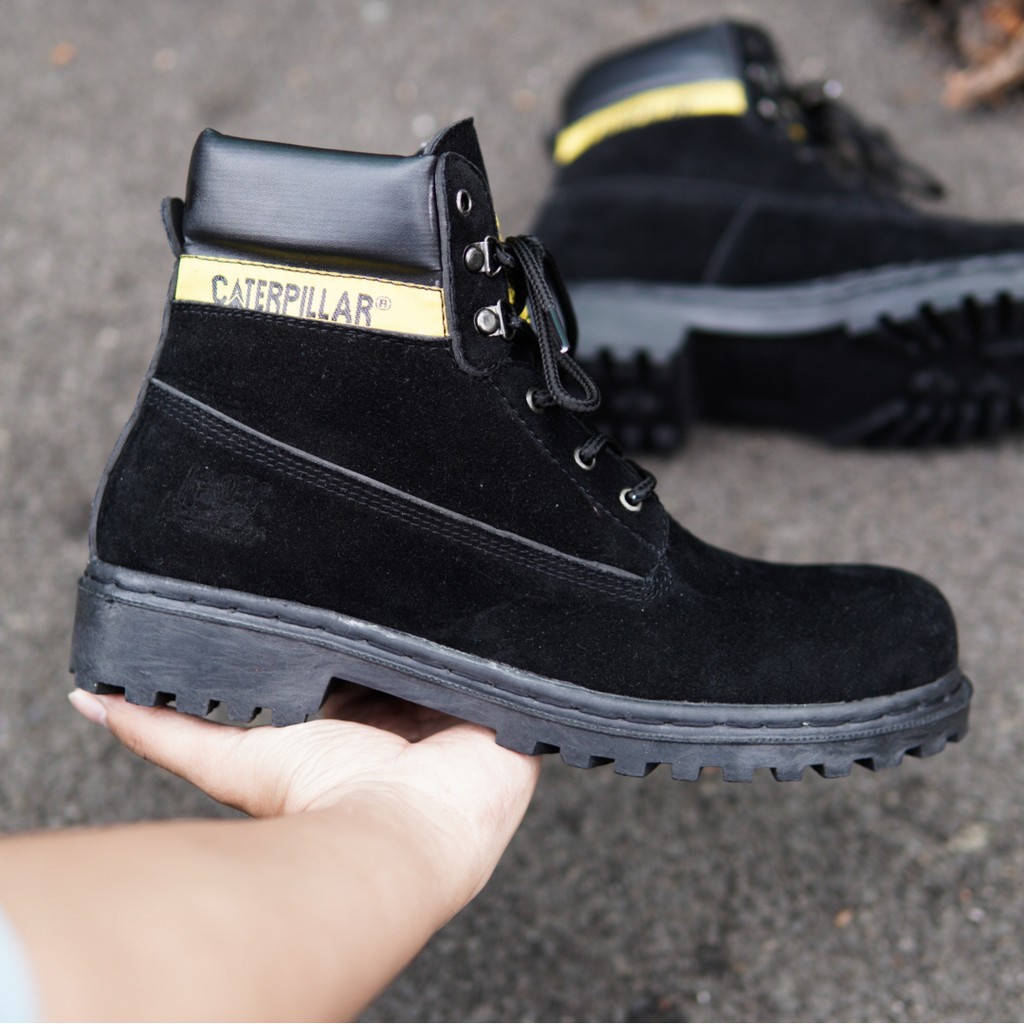 SM88 - Sepatu Gunung Caterpilar Sby High Suede Hitam Boots Safety Kerja Lapangan Hiking Outdoor COD