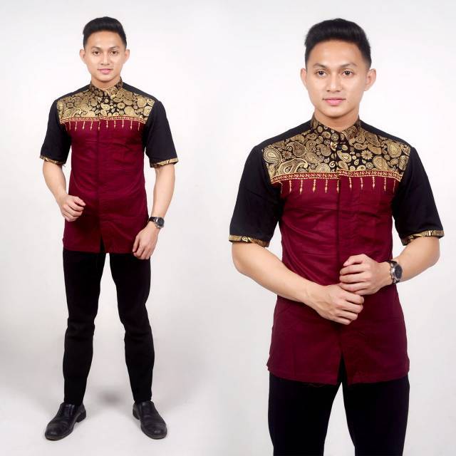  BAJU  BATIK  KOKO  BORDIR ANAK MUDA MODERN BAJU  KOKO  AYAH 