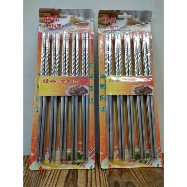 Sumpit Stainless Handle Ulir harga 1pack isi 10pasang Sumpit