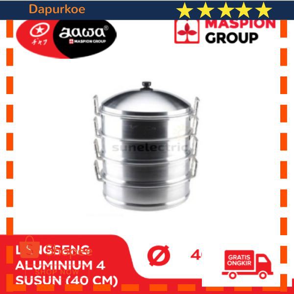 Grosir Maspion Langseng / Steamer Aluminium 40cm Susun 4 - Silver Keren