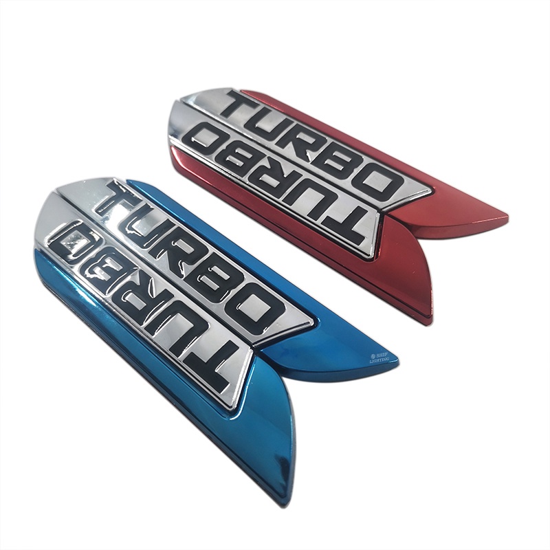 2pcs Stiker Emblem / Badge Logo TURBO Universal Bahan Metal Untuk Dekorasi Fender Body Mobil