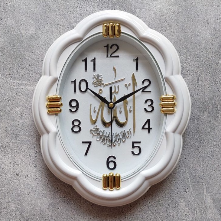Jam Dinding Kaligrafi Ukir Allah Swt Muslim Islam Motif Kayu