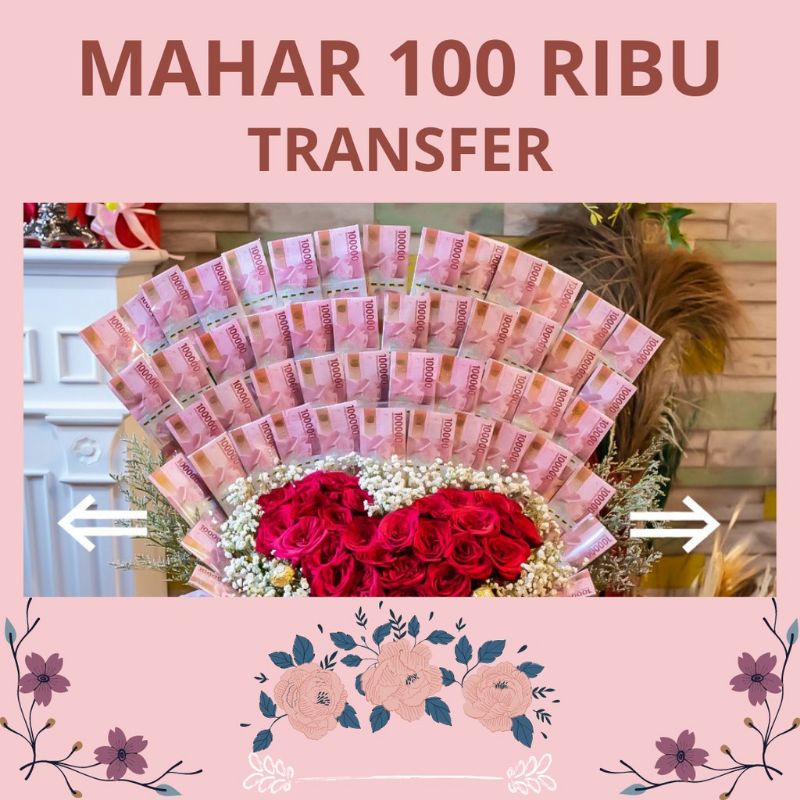 SOUVENIR SOVENIR MAHAR PERNIKAHAN UANG 100 50 RIBU RB