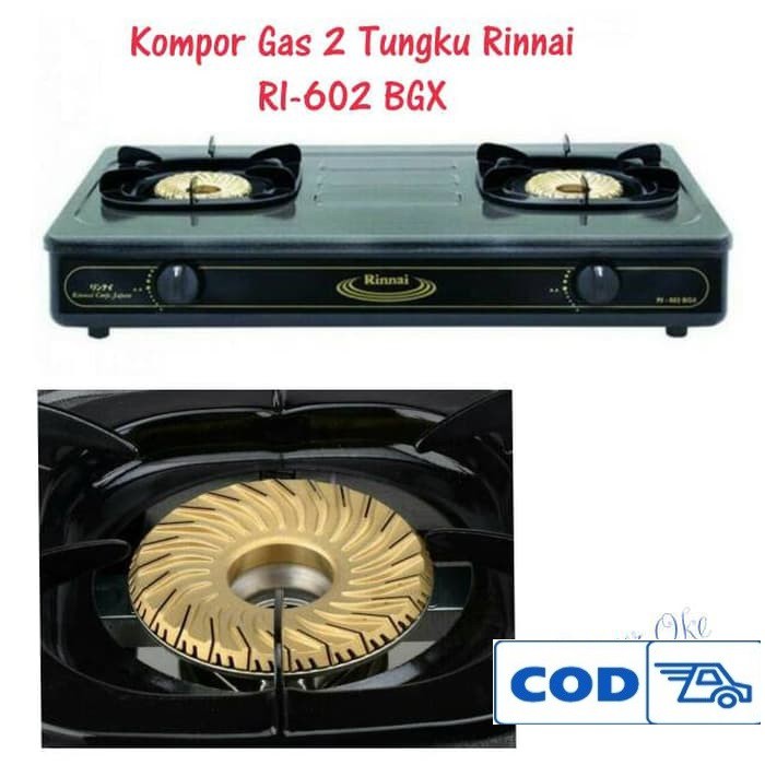Rinnai Kompor Gas Rinnai 2 Tungku RI-602 BGX Api Tornado