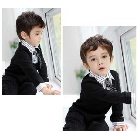 Setelan Anak B2W2 Korean set Stripe Black 4in1 Impor